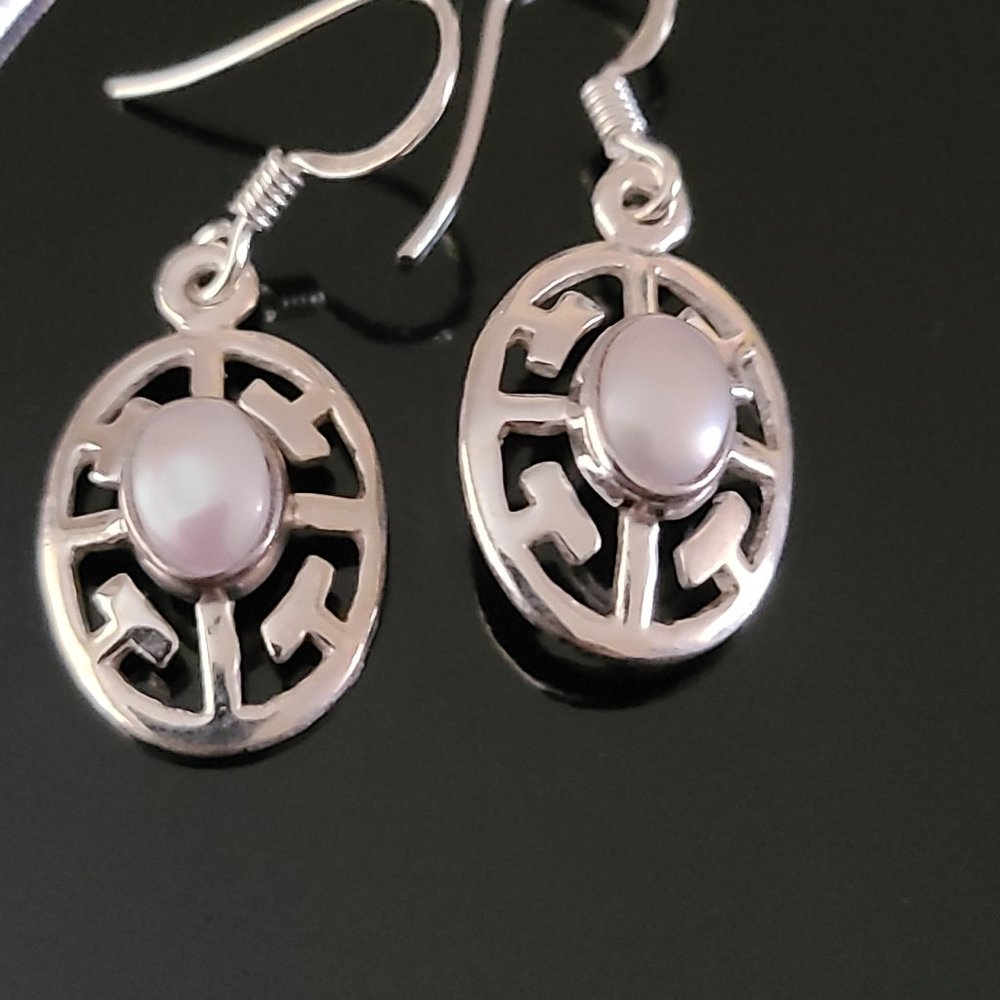 Pearls set necklace and Earrings sterling Silver-Pearls short necklace - Picture 7 of 7